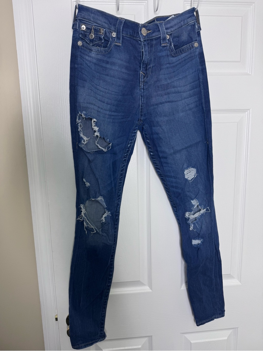True Religion Dark Blue Distressed Skinny Jeans